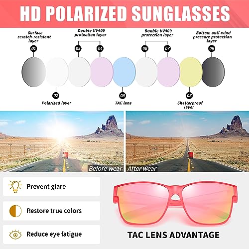 Image of Polarized Sunglasses Fit Over Glasses for Women Men, Oversized Square Sun Glasses UV400 Protection