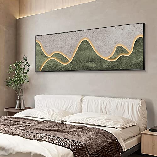 Peinture montagne géométrique 45x130 cm sur toile non encadrée pour salon