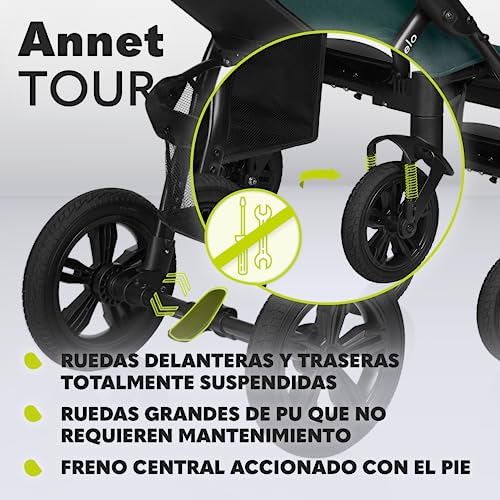 Miniatura 4 de Lionelo Annet Tour Silla De Paseo, Bebe Carro, Hasta 22 Kg, Ajuste Del Respaldo A La Posición Tumbada, Ruedas Sin Mantenimiento, Capota Impermeable Xxl, Cinturones De 5 Puntos Verde