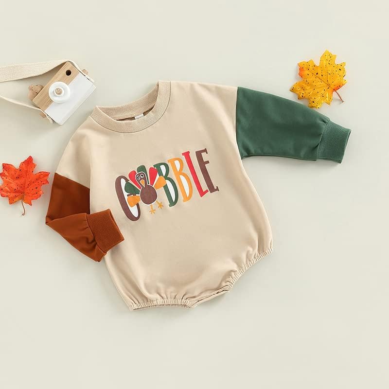 FYBITBO Thanksgiving Baby Girl Boy Outfit Turkey Pullover Sweatshirt Romper Long Sleeve Onesie Cute Fall Clothes - Image 6
