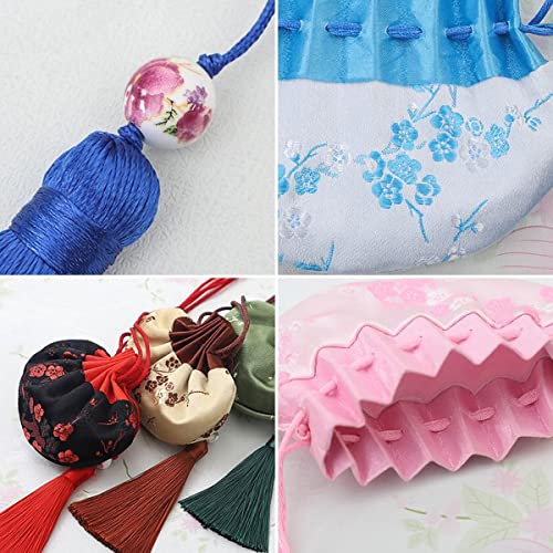 10 Bolsas de Seda Brocado Chinas para Monedas con Cordón miniatura 3
