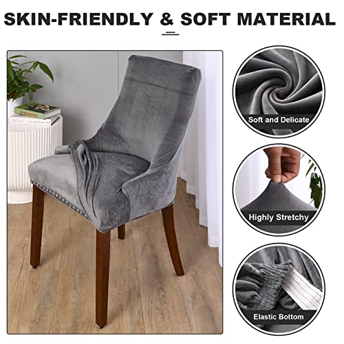 Topchances 2 Pack Velvet Wingback Side Chair Cover,Stretch Banquet Chair Cover Arm Chair Protector Accent Chair Covers Dining Seat Cover Slipcover For Home Party Weeding Decor #TOP4
