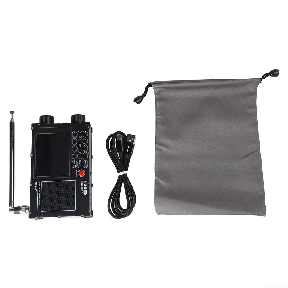 Radio portatile digitale, Radio a onde corte portatile, Radio portatile a onde corte, DP-666 TEF6686 digitale FM AM LW per ricevitore radio MW SW con display RDS, touch screen da 2,8 pollici (nero)
