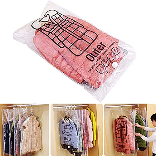 Syfinee Vacuum Compression Storage Bag with Hook for Down Jacket Reusable Quilt Organizer Save Space Waterproof Can be Hung