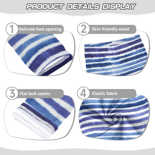 White Blue Striped Girls Leggings Kids Yoga Pants Dance Active Tights 4T3