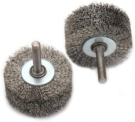 SI FANG 2 inch Wire Brush Wheel for Drill Die Grinder, 1" Face Width 1/4" Stem Heavy Duty Rotary Wire Brush Drill Attachment Kit for Removal Paint Rust & Corrosion, Stripping 20000RPM