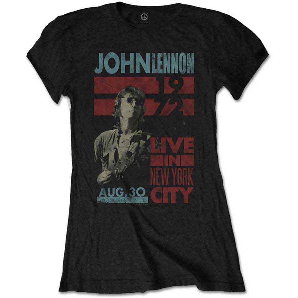 Ladies John Lennon Live In New York City officiel Femmes Dames T-shirt - Les Beatles, Paul McCartney, John Lennon, RIngo Starr, George Harrison Ladies John Lennon Live In New York City officiel Femmes Dames T-shirt