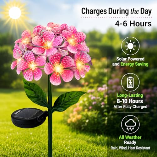 Solar LED Metal Flower Stake Light β Waterproof Outdoor Garden Pathway Light with Auto On/Off β Decorative Solar Flower Yard Light for Patio, Walkway, Lawn & Landscaping β 1 Pack by Touch Of ECO - Used condition - Image 4