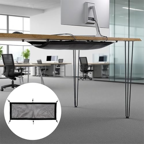 Red organizadora de cables bajo escritorio, kit de gestión de cables negro con malla flexible, 68 x 25.5 cm, extra grande para organización de cables en escritorio miniatura 3