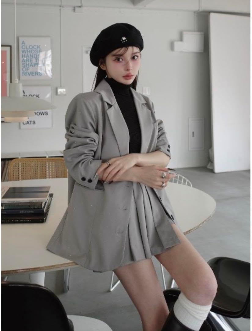 darich ルーズシングルスタッズジャケット グレー スタッツ 服