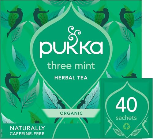 Pukka Herbs Three Mint Herbal Tea Caffeine Free 40 Tea Bags