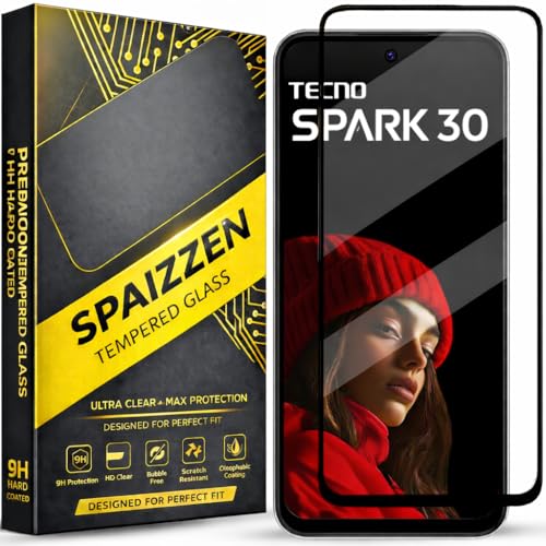 Image of Military-Grade Tempered Glass Screen Protector Compatible for Tecno Spark 30 5G with Edge to Edge Coverage and Easy Self Installation kit