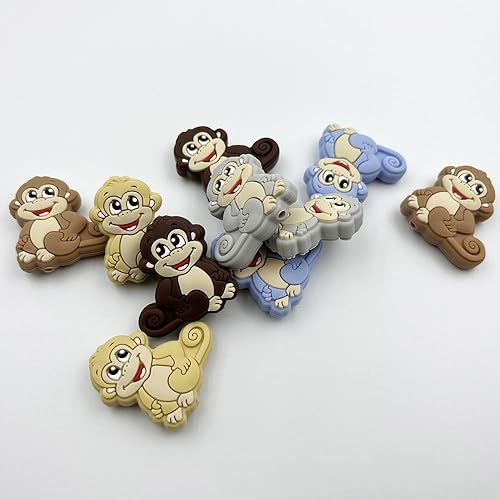 Miniatura 5 de 10Pcs Monkey Focal Beads for Pens Cute Monkey Bead Silicone Focal Beads for Keychain Making Bracelet Beading Crafts Supplies