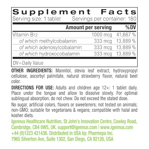 Igennus Healthcare Nutrition IGN224 Absorbed Vitamin B12