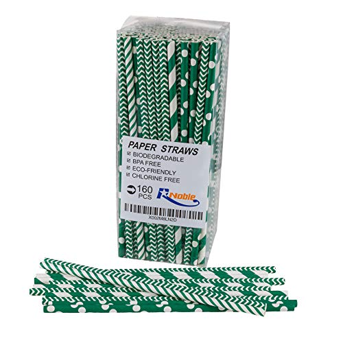 [160Pcs] [Green] Biodegradable Party Paper Drinking Straws - Durable & Eco-Friendly #TOP1