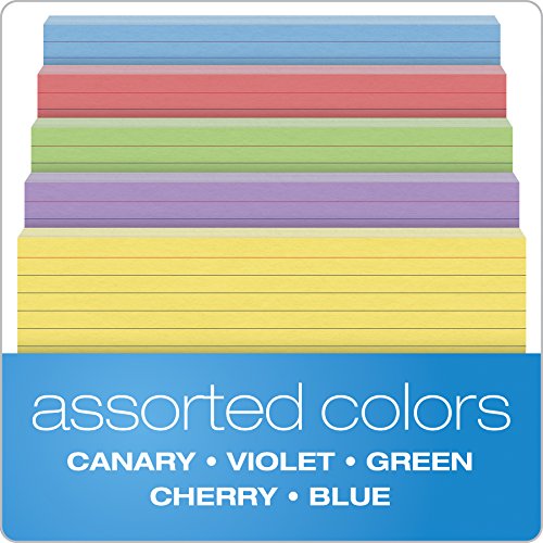 Oxford Index Cards, Assorted Colors, 5" X 8", Ruled, 100-Pack (35810) #TOP3