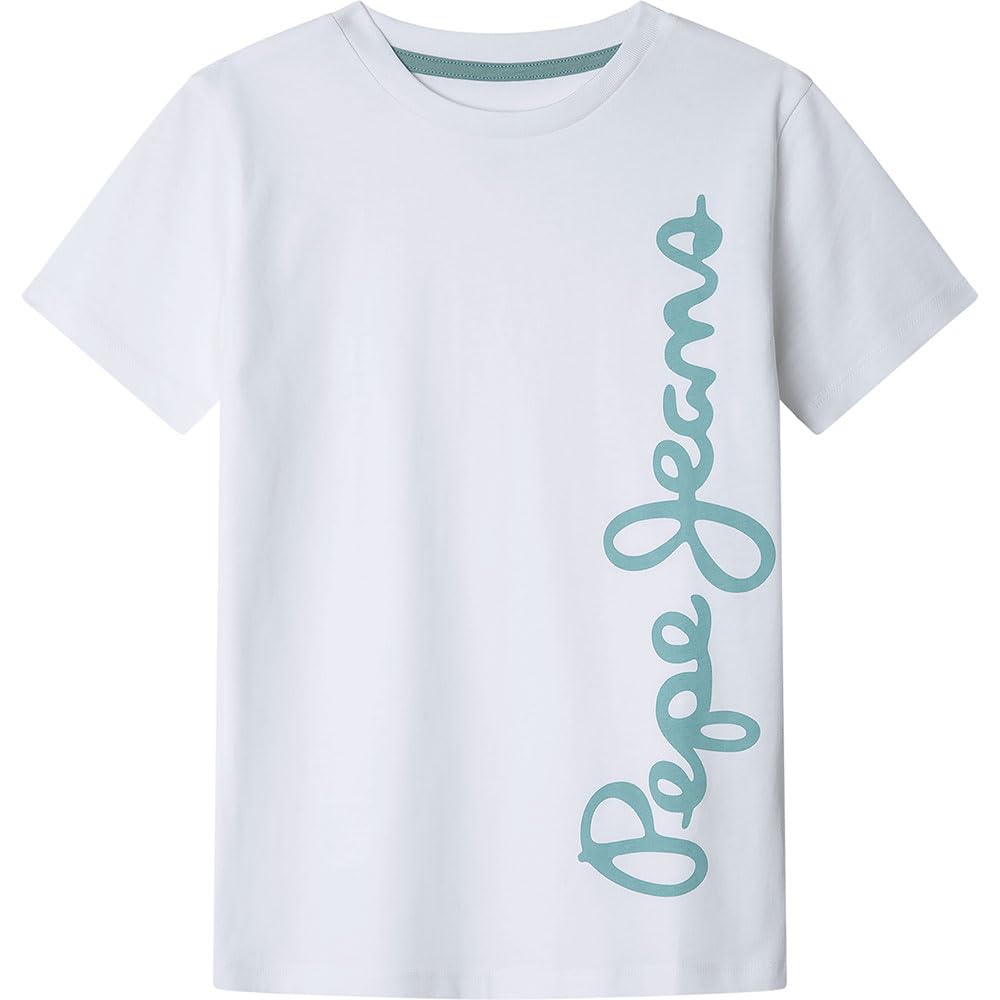 Pepe Jeans Boy's Waldo N T-Shirt, White(White), 16 Years
