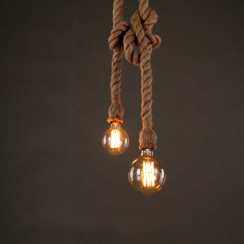 Lámpara de araña de cuerda de cáñamo para renovar cocinas oscuras con estilo vintage