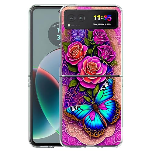 Bcov Motorola Razr 2023 �P�[�X �u���[ �o�^�t���C �t�����[ ���[�Y ���h�~ �\���b�h �n�[�h�P�[�X �ی� �ϐk �d�b�J�o�[ Motorola Razr 2023�p