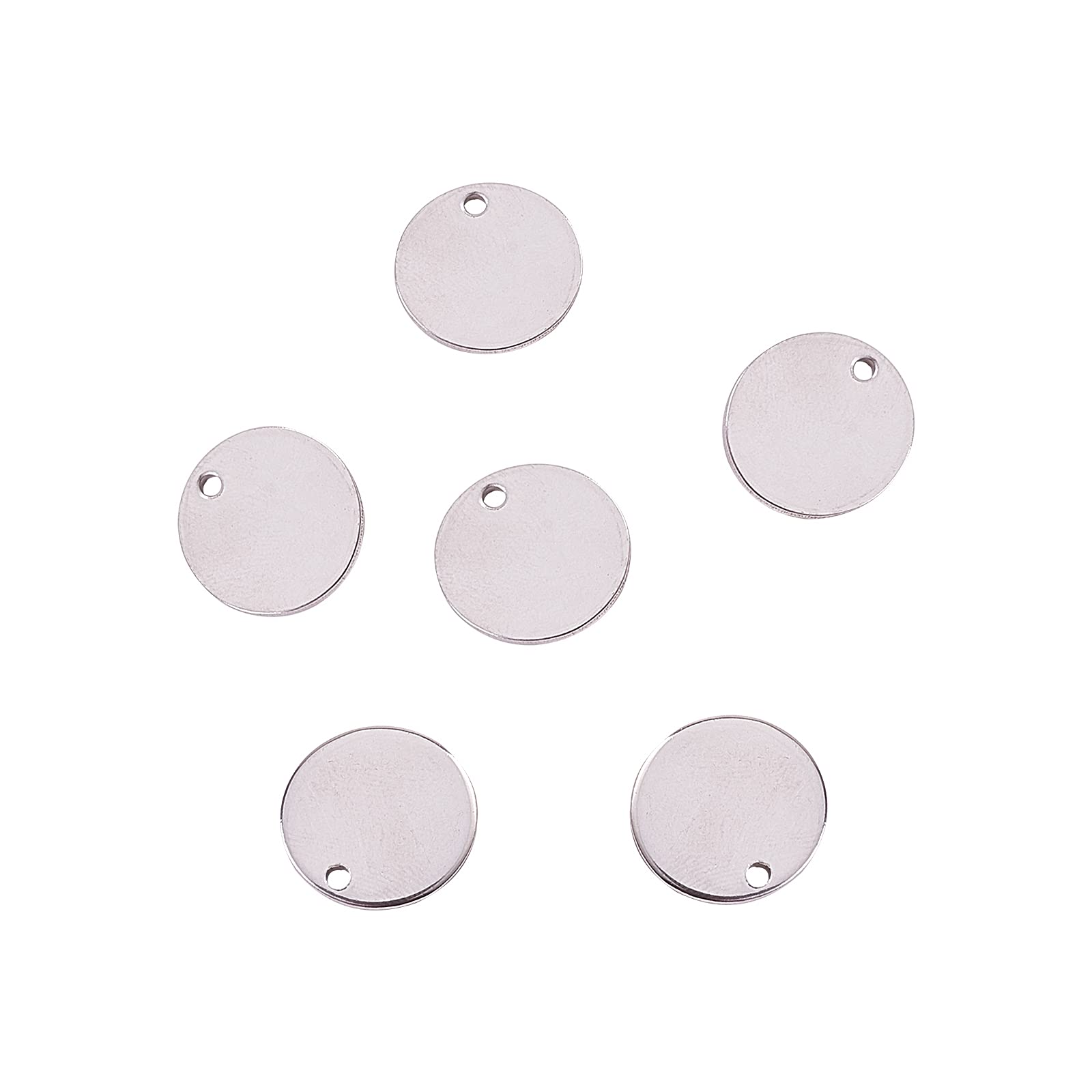 Airssory 100 Pcs 304 Stainless Steel Mini Charms Stamping Blank Tags Double Smooth Surface Flat Round Shape in Bulk for Jewellery Necklace Bracelet Keychain Making DIY Crafts - 15mm