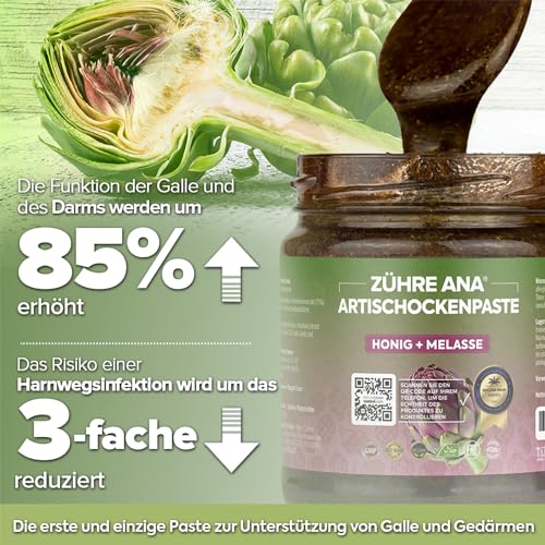 ZüHre Ana Pasta Di Carciofo - Fonte Di Antiossidanti E Silimarina - Regola Fegato, Reni, Bile E Intestino - Pulisce Le Tossine - Previene Le Infezioni Del Tratto Urinario - Vegano - 3