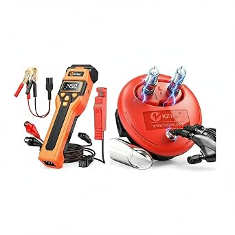 KZYEE KT80 Digital Timing Light with LED Strobe, RPM/Tach, Advance Angle, Dwell, True 035V Voltage Test, USB-C Rechargeable & 12V Backup and KZYEE KS30 Spark Plug Tester