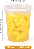 Vista 2 de Kitch'nMore Recipientes de plástico de 32 onzas con tapas herméticas, extragruesos, slime, sopa, a prueba de fugas, apilables, aptos