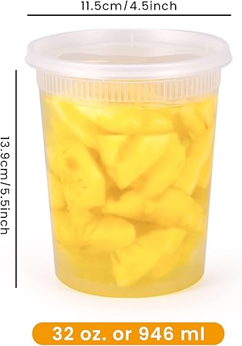 Miniatura 2 de Kitch'nMore Recipientes de plástico de 32 onzas con tapas herméticas, extragruesos, slime, sopa, a prueba de fugas, apilables, aptos