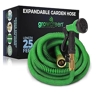 growgreen expandable garden hose with turbo spray nozzle,  premium flexible hose