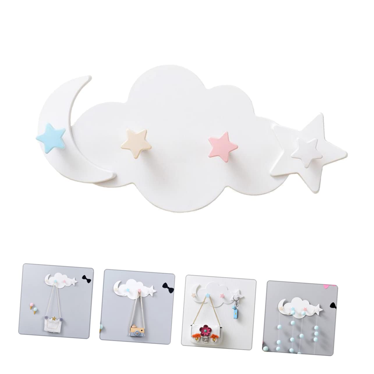 Cabilock 2 Ganci da Parete a Forma di Nuvola, con Ganci, a Forma di Stella, per Appendere Gli Asciugamani, per Bambini