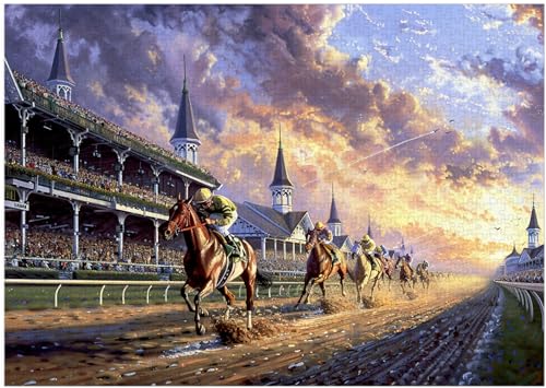 Horse Racing Jigsaw Puzzle 1000 Pieces for Adults – Equestrian Puzzle Gift for Horse Lovers – 1000pc Horizontal Puzzle (50x70cm / 19.685