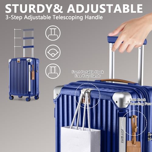 Image of Joyway Luggage Sets 3 Piece, Expandable Suitcase with Smart Cup Holder and USB Port, Hardside Carry On Checked with TSA Lock Spinner Double Wheels, Blue