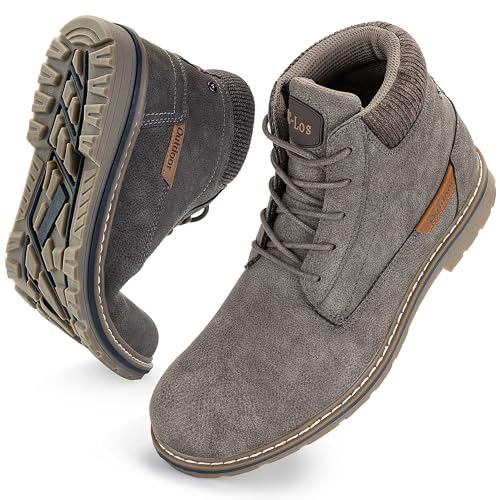 Image of CC-Los Mens Boots Waterproof Hiking Boots for Men Ankle Dress Chukka Boots Grey Size 8.5