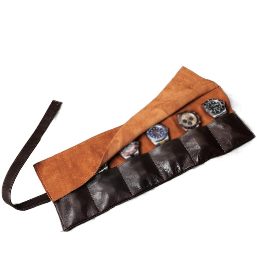 Sac de rangement de montre en cuir de cire d'huile de style vintage chic