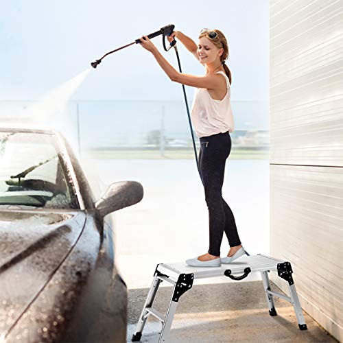 Finether Aluminum Work Platform Drywall Step Up Folding Work Bench|Portable Stool Ladder with Non-Slip Mat and Side Handle - Thumbnail 5