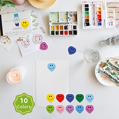 Regeleto 6000 Pieces Happy Face Heart Stickers For Kids School Home Reward Behavior Chart In 10 Colors, 3/8 Inch In Diameter Kids Diy Self-Adhesive Stickers For Kindergarten (50 Pack) #TOP3