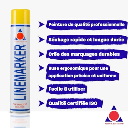 Image of Aerosol Solutions Line Marker Yellow 26 Oz | Grass and Road Spray Paint, All Purpose Striping Paint | Perfect for Construction, Safety Zones, Sports Fields & Pavement (Pack of 2)