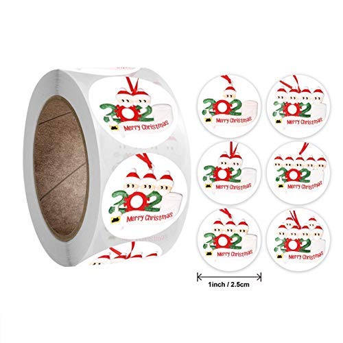 Christmas Pack Sticker, Round Adhesive Labels Copper Paper of 1 Roll 500 Stickers, Suitable for Decorating Bedrooms & Gift Boxes, Christmas Decorative Sealing Dry film Stickers (A)