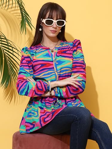 Image of Sheetal Associates Women's Top Shirt Stylish Trendy for Girls | Floral Printed Top | Lightweight Day Comfort
