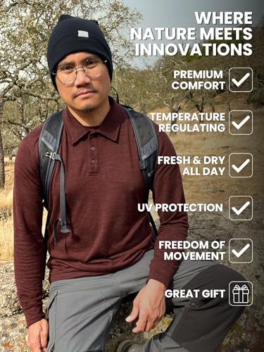 Merino.tech Merino Wool Polo Shirts for Men - 100% Merino Wool Base Layer Mens Breathable Anti-Odor Thermal Long Sleeve Shirt4