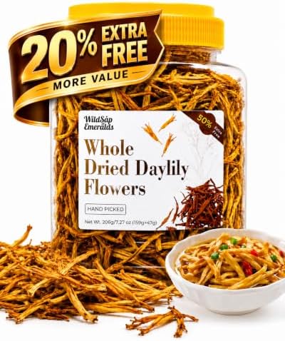 WildSap Emeralds Dried Daylily Buds for Stir Fry Soup 7.27oz