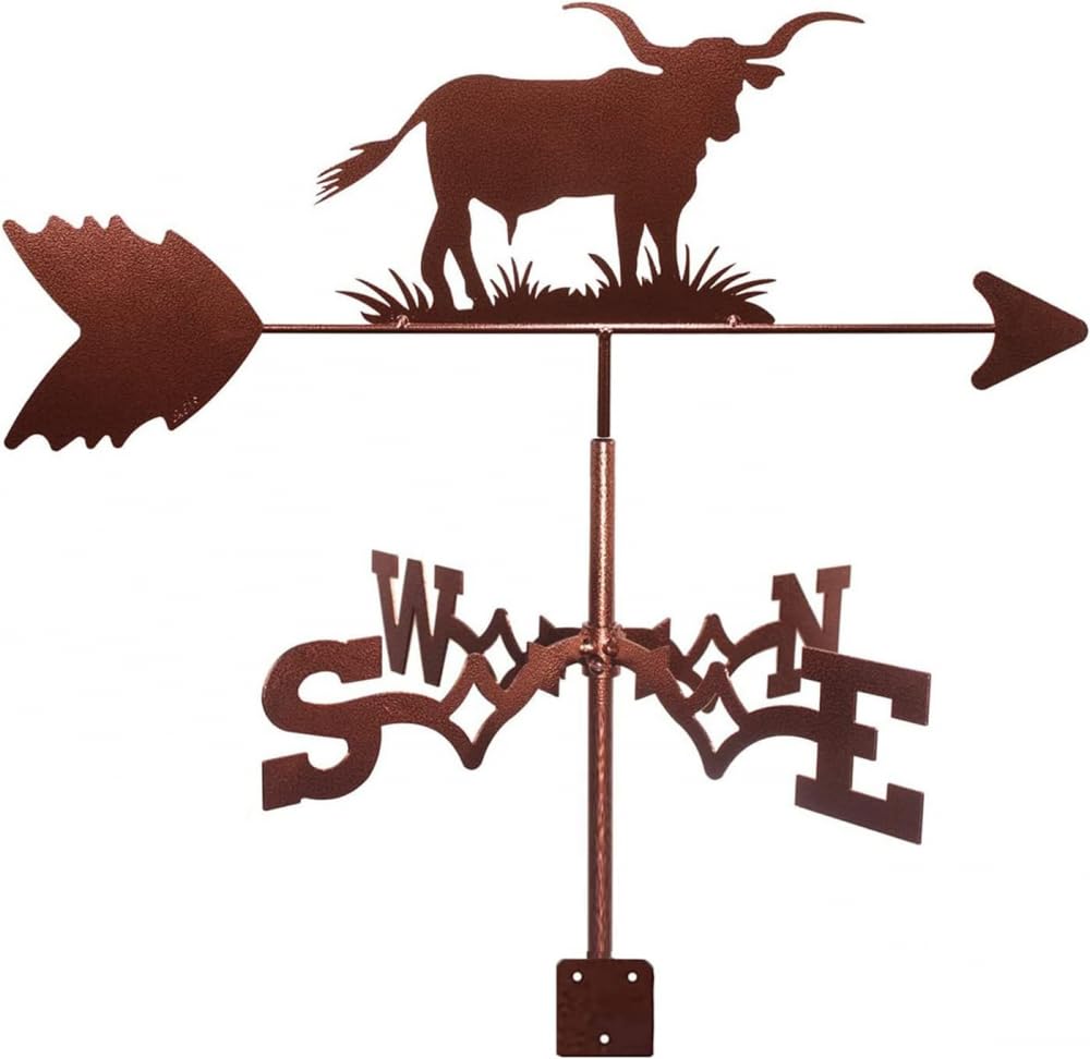 TAXXII Weather Vane,Bull Windblown Metal with Wind Direction Indicator, Outdoor Bracket Weathercock, Measuring Tool Garden Courtyard Decoion