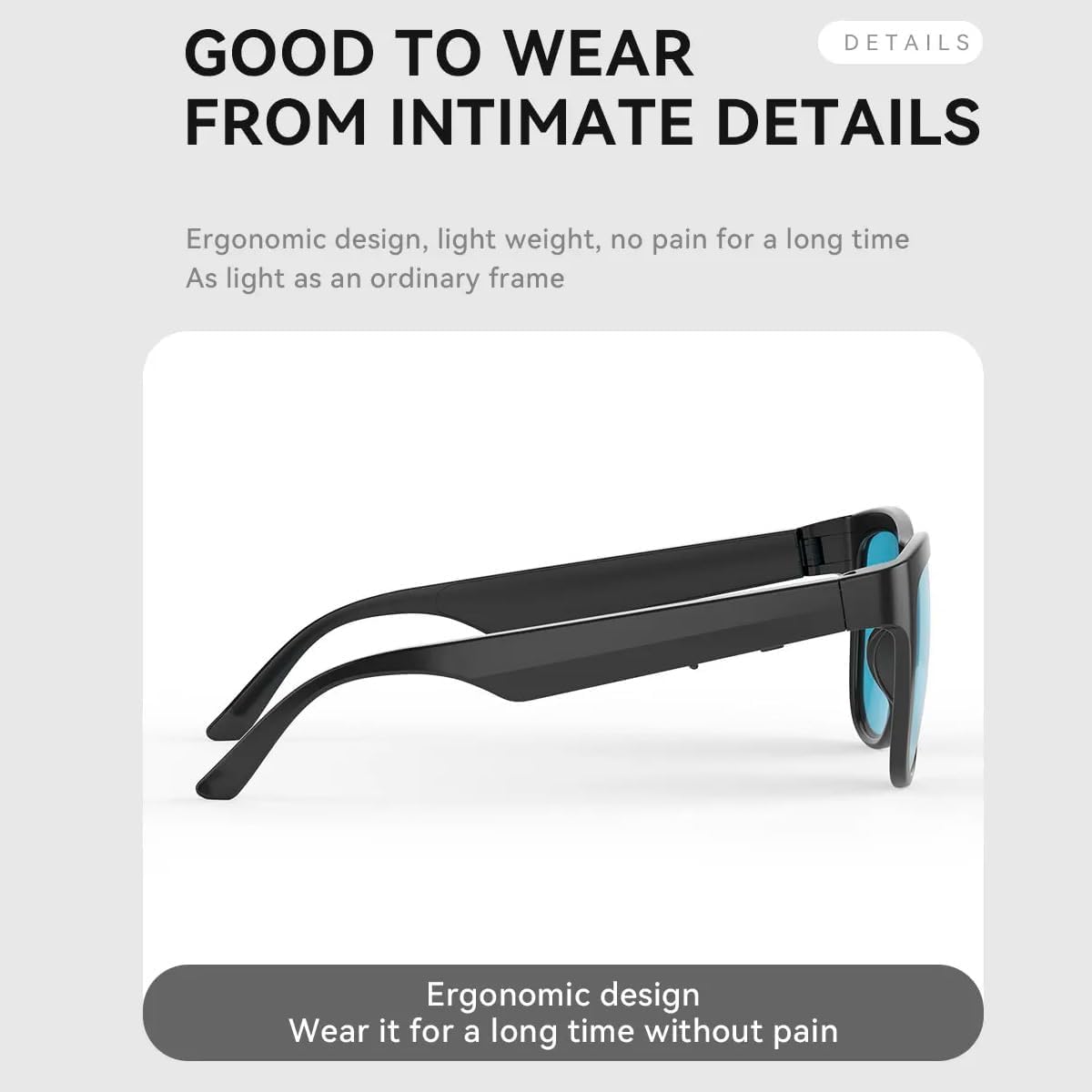 GS01 Smart Bluetooth Sunglasses, Audio Sunglasses With Speaker, UV400 Polarized lens, Open Ear Music, Touch Control image 5