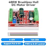 Ransanx 2PCS 6-60V 400W DC Three-Phase Brushless Motor Speed Controller with Hall ，PWM Motor Control Driver Board 12V 24V 48V with Forward/Reverse/Stop/Brake Function