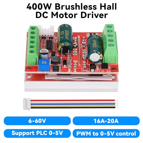 Ransanx 2PCS 6-60V 400W DC Three-Phase Brushless Motor Speed Controller with Hall ，PWM Motor Control Driver Board 12V 24V 48V with Forward/Reverse/Stop/Brake Function