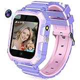 4G Kinder Smart Watch für Jungen Mädchen, Mingfuxin Wasserdichtes Smartwatch-Telefon mit GPS-Tracker WiFi-Videoanruf SOS-Kamera-Armbanduhr für Kinder 3-14 Geburtstag Weihnachten Geschenke(Violett)