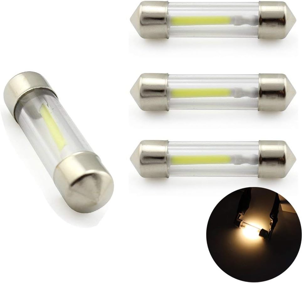 weiXuan LED Festoon Light Bulb for Passenger Compartment Lighting, 27 mm/31 mm/36 mm/39 mm/41 mm, 12 V, 360 Degree Bulb, Warm White, 3000 K, for Passenger Compartment Lighting, Reading Lamps, Indoor Lighting, License Plate Light, Pack of 4