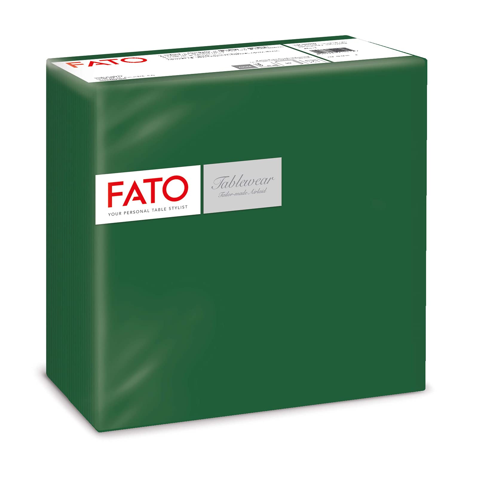 Fato, Suche serwetki papierowe, Airlaid, efekt materiału, opakowanie 50 serwetek, rozmiar 40 x 40 złożone na 4, kolor zielony leśny