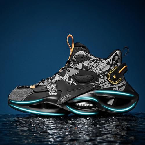 Fashion Leather Lace-Up Chunky Sneakers for Men Casual Round Toe Platform Walking Running Driving Sport Gym Sneakers2