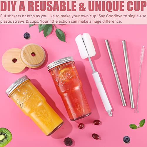image for CJWLKJ Boba Cup Reusable Bubble Tea Cup, Glass Cups Set, 2 PCS 24 Oz M